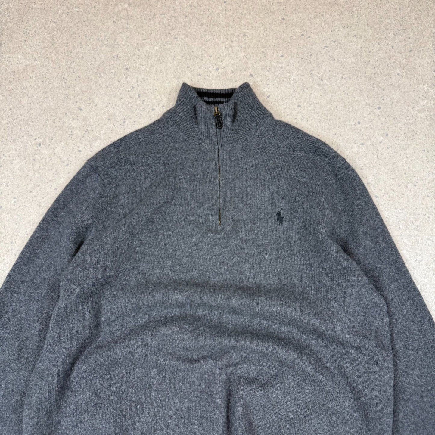 Ralph Lauren 1/4 Zip Jumper Large Grey Colourway Merino Wool Super Soft