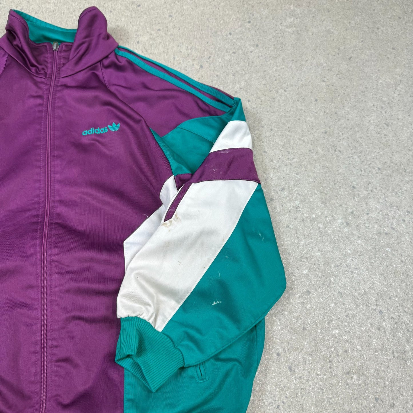 Adidas Track Top 90s Medium Purple / Green Colourway Embroidered Logo