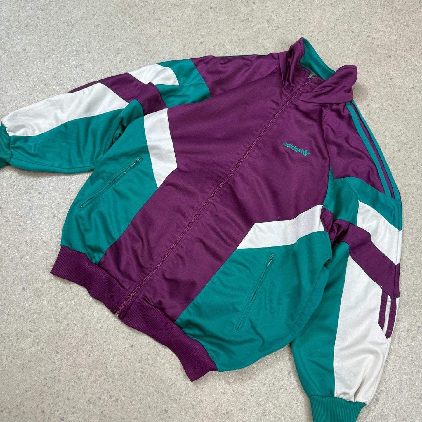 Adidas Track Top 90s Medium Purple / Green Colourway Embroidered Logo