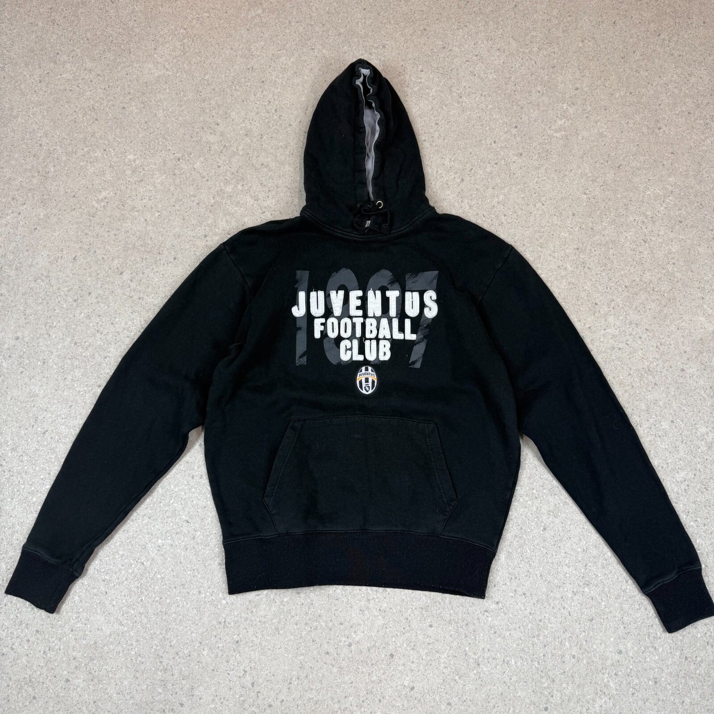 Juventus Hoodie M / L Black Embroidered Logo Y2K Football Hooded