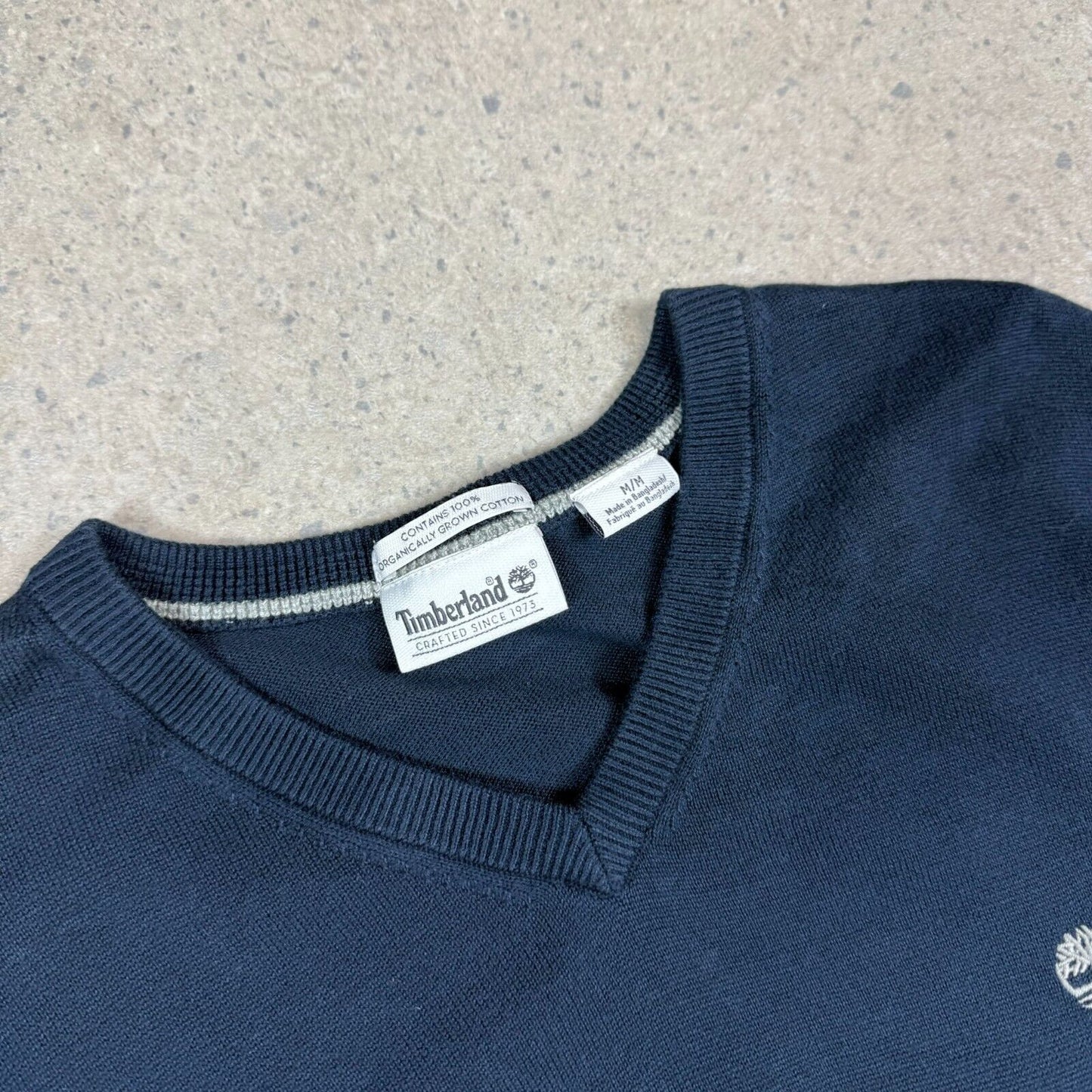 Timberland V Neck Sweater Medium Navy Slim Fit