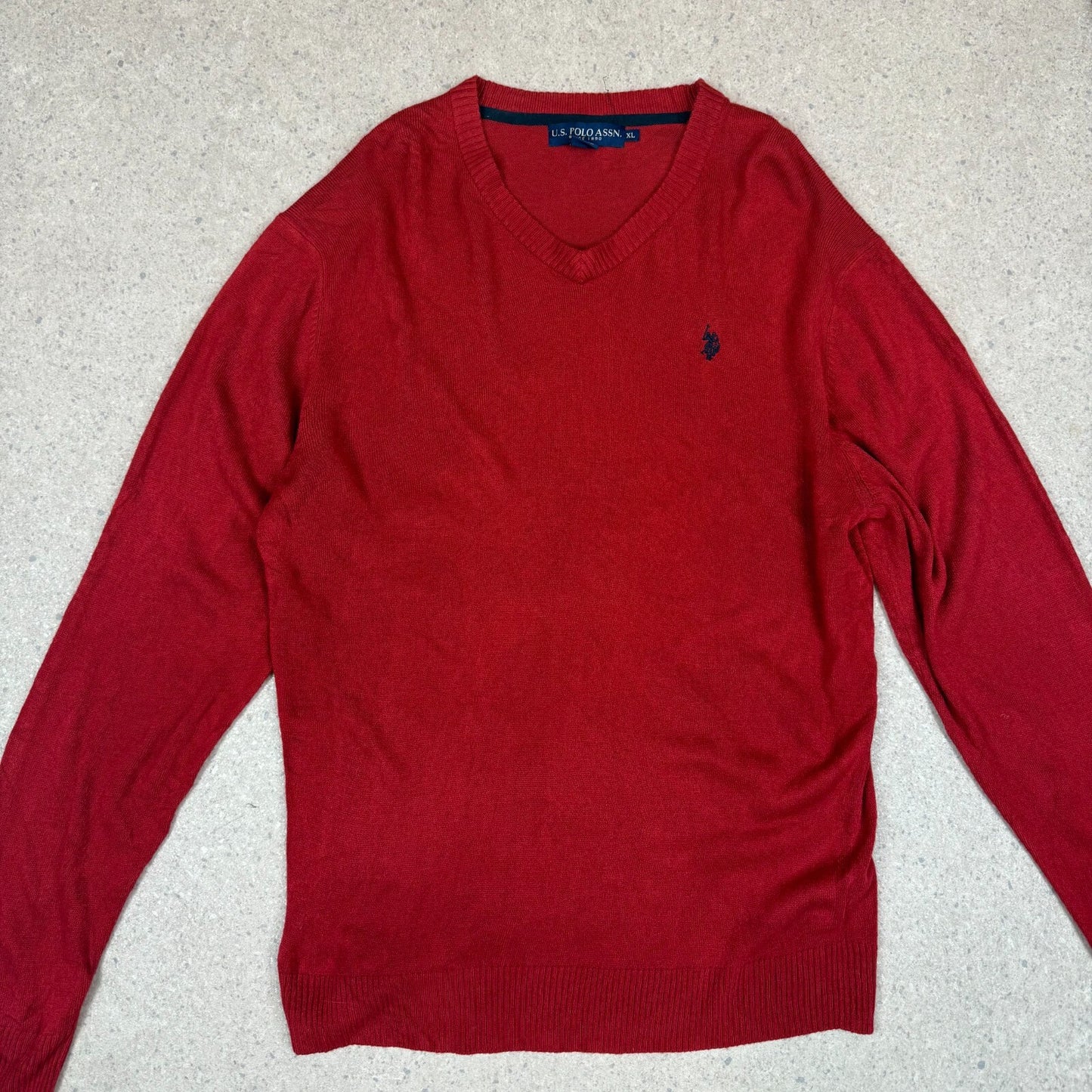 US Polo Assassin Knit Jumper XL V Neck Red Colourway Embroidered Logo