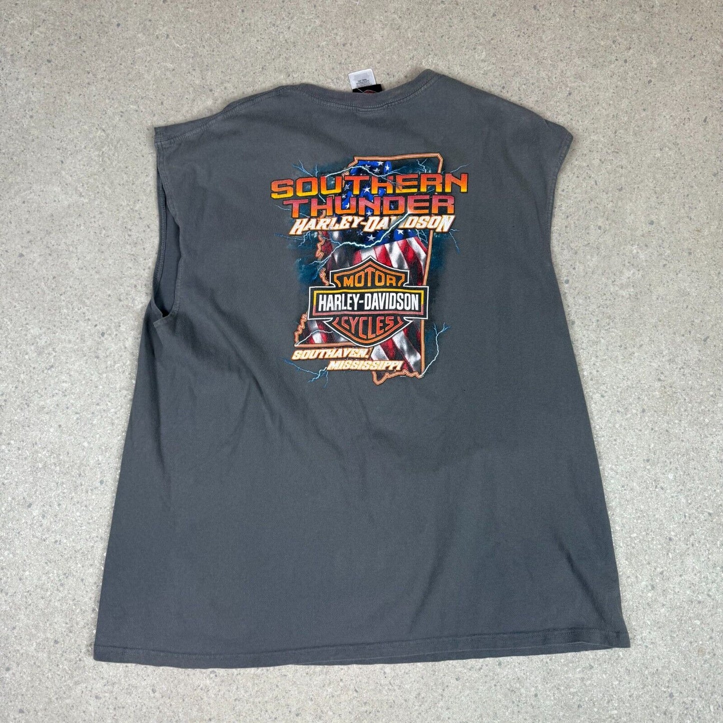 Harley Davidson Tank Top 2XL Grey Mississippi Y2K