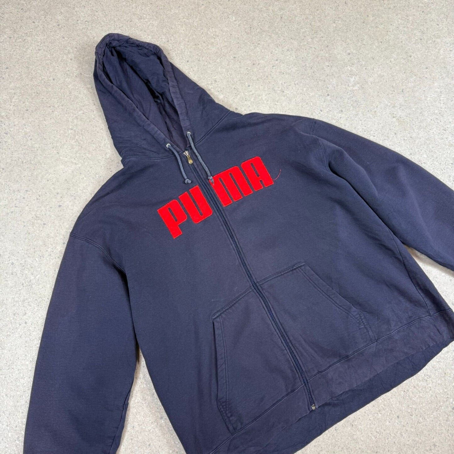 Puma Hoodie 2XL Navy Zip Up Heavy Cotton