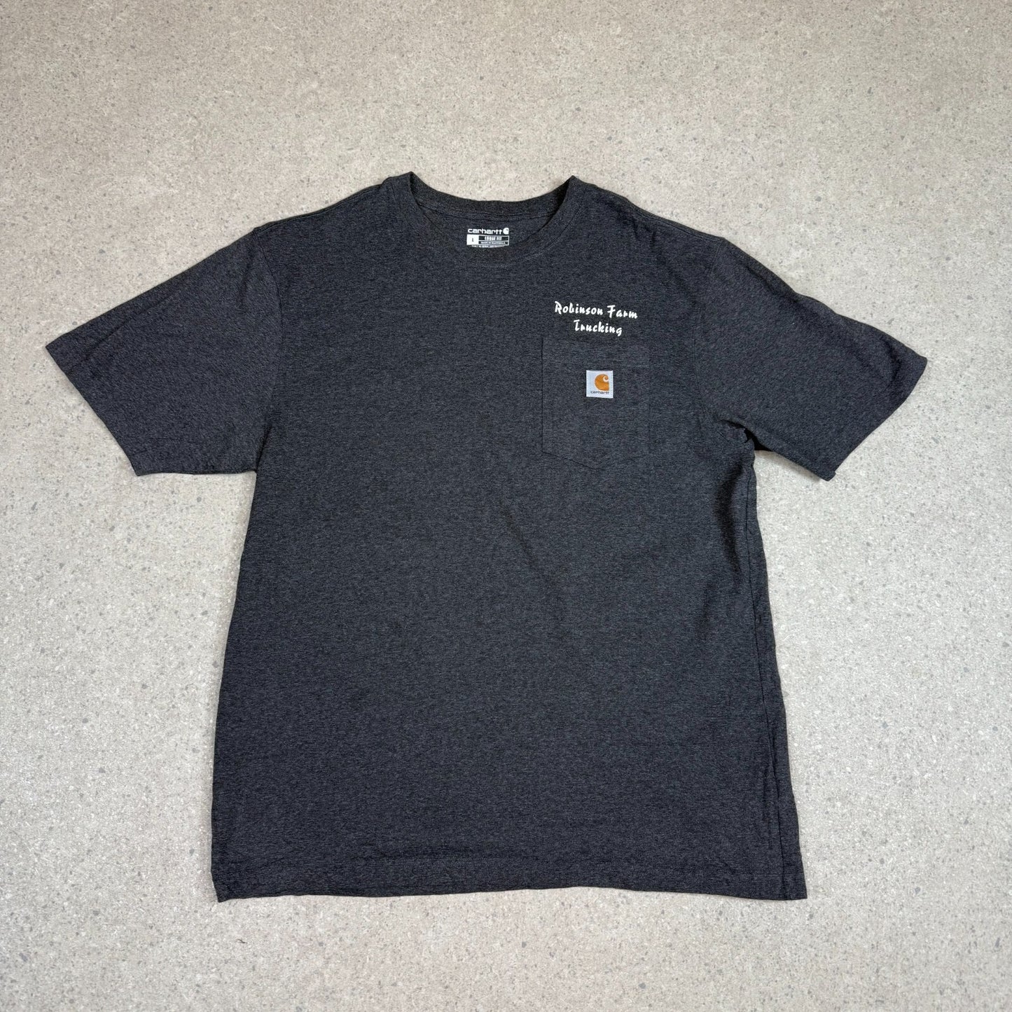Carhartt T Shirt Large Charcoal Grey Loose Fit Pocket Logo Short Sleeve