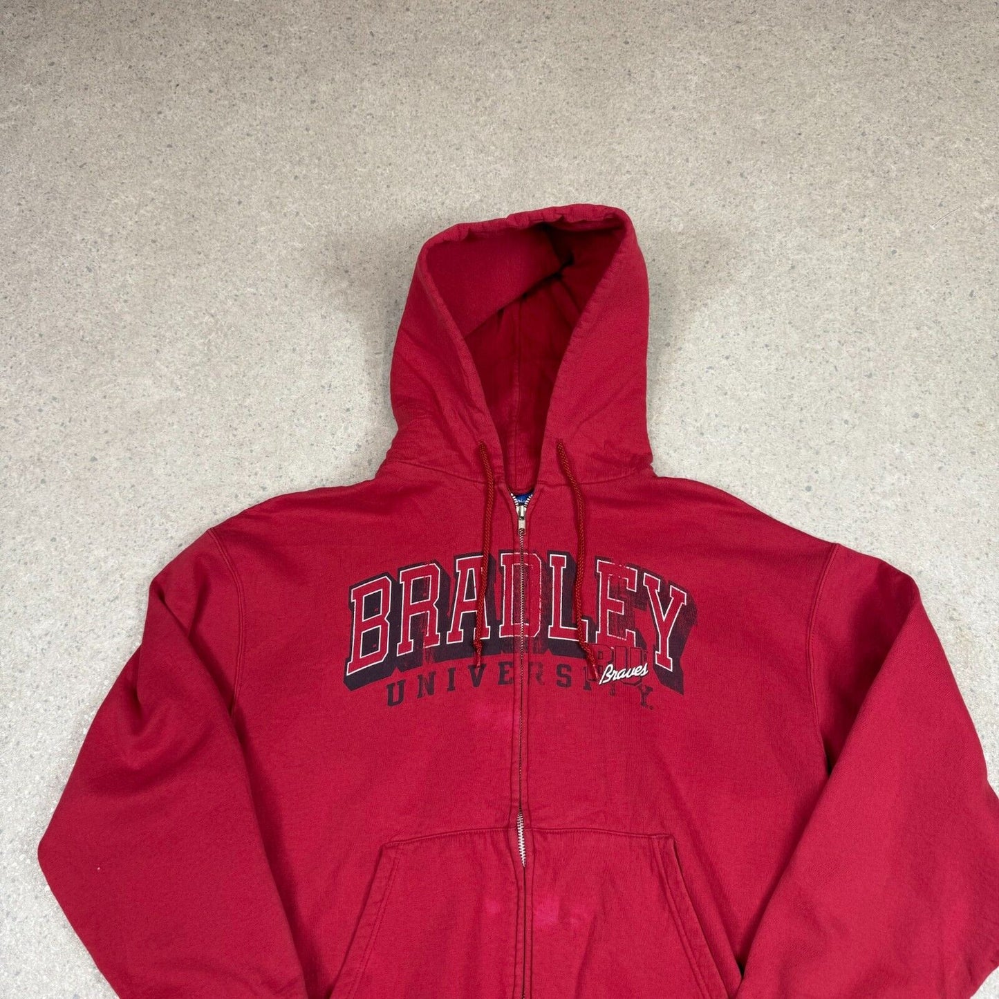 Champion Bradley University Hoodie Large Red Y2K