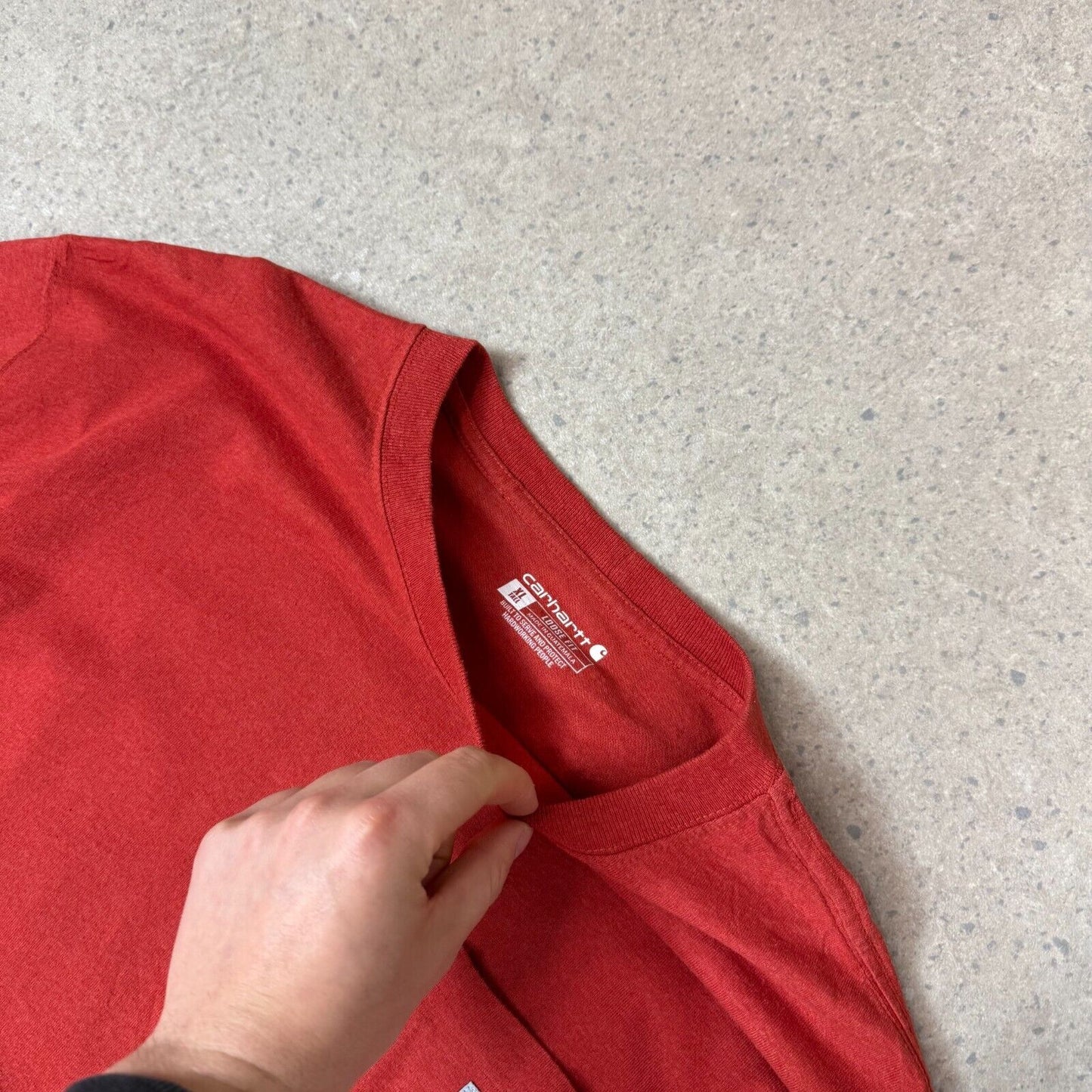 Carhartt Long Sleeve XL Tall Orange Pocket Logo Cotton Oversized Fit