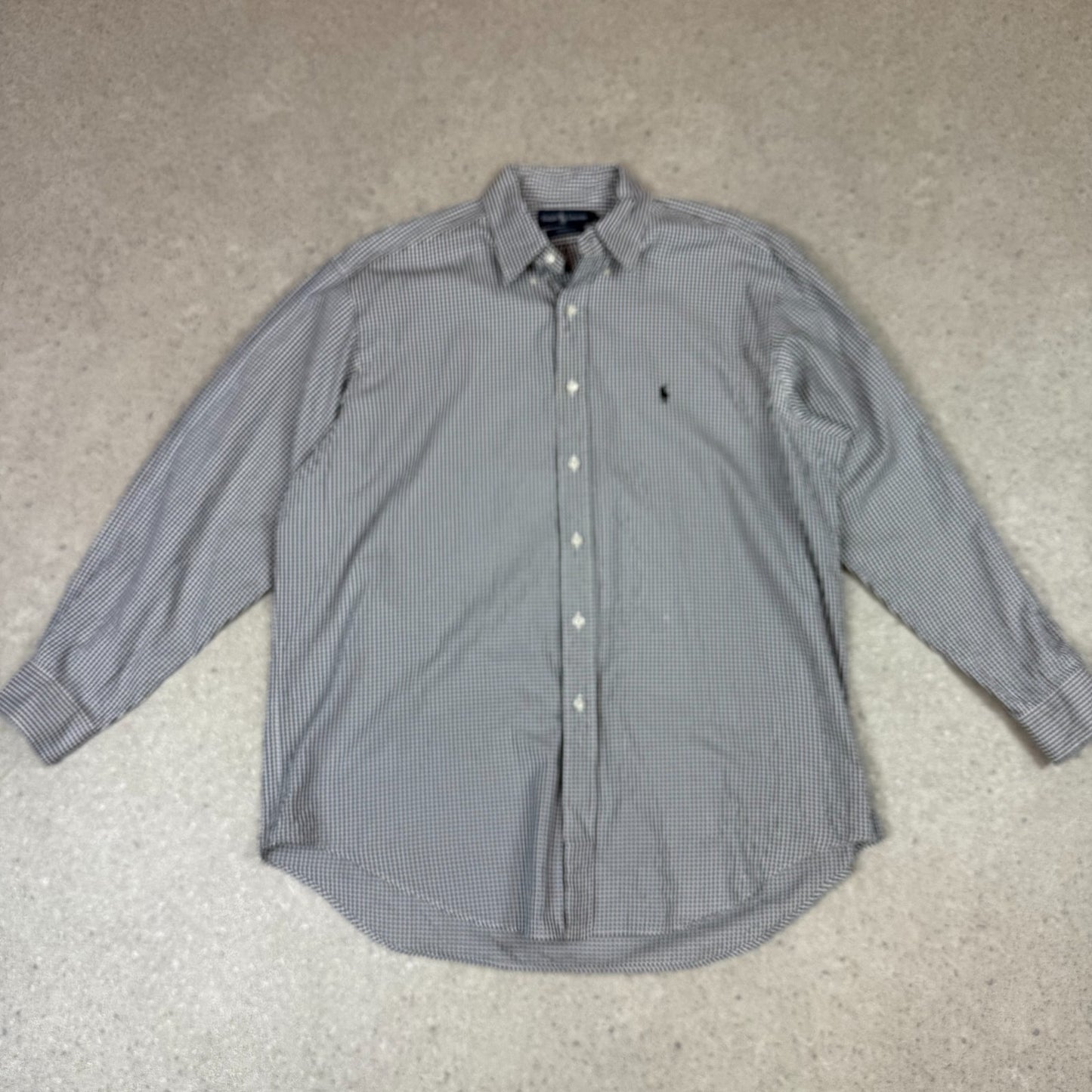 Ralph Lauren Shirt XL Check Black and White Embroidered Logo