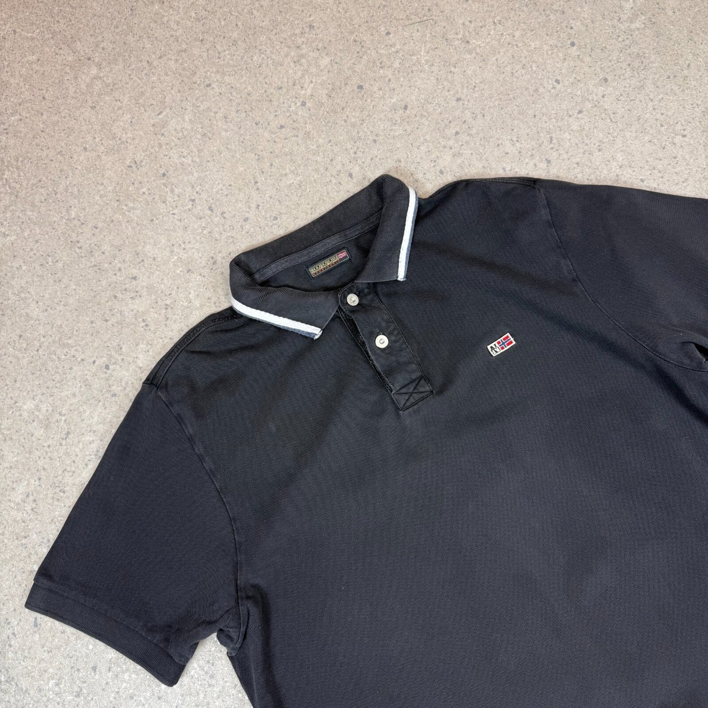 Napapijri Polo Shirt XL Black Embroidered Logo Short Sleeve