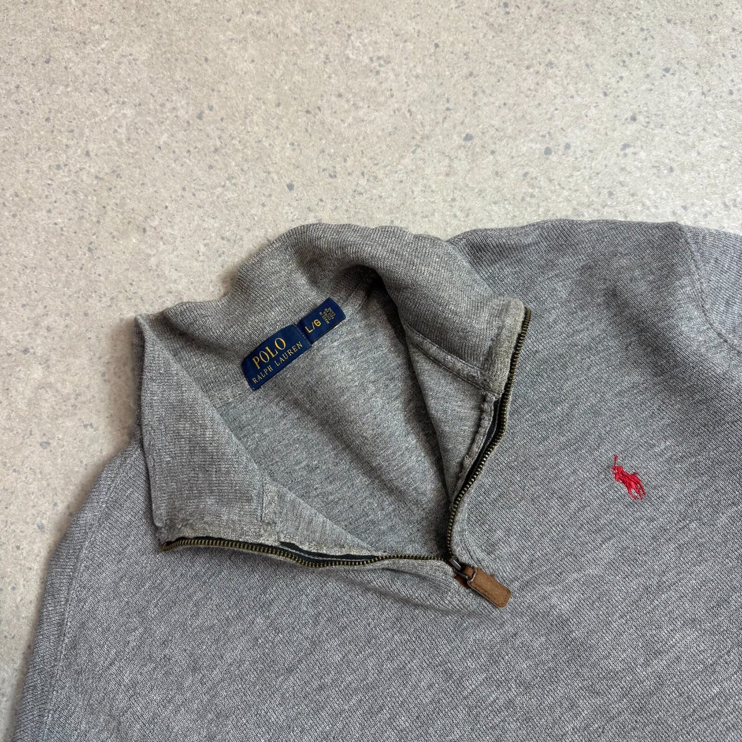 Ralph Lauren 1/4 Zip Large Grey Colourway Embroidered Logo Relaxed Fit