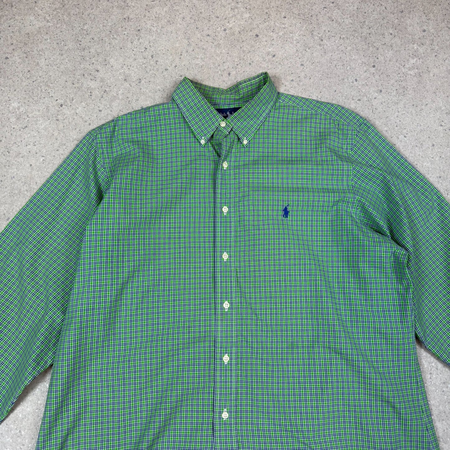Ralph Lauren Shirt 2XL Check Pattern Green Blue