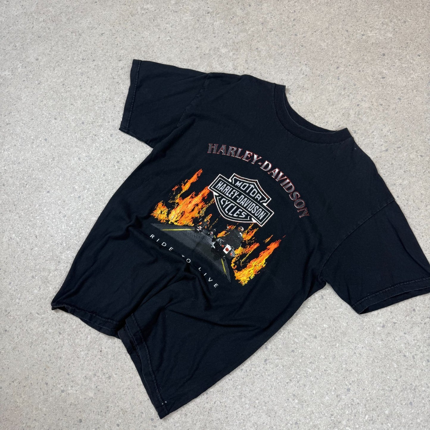 Harley Davidson T Shirt Medium Black Ride To Live 2000s