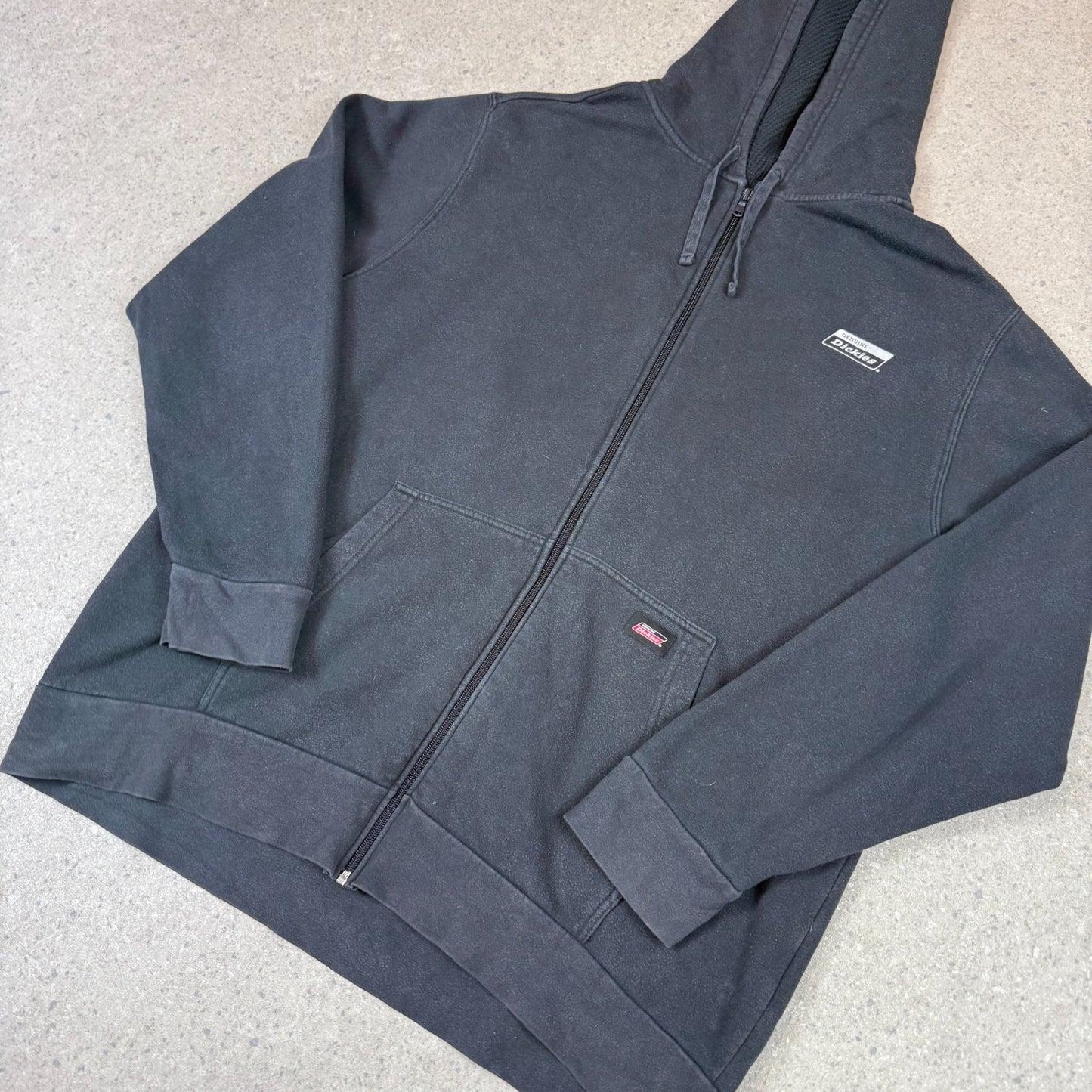 Dickies Hoodie 2XL Black Zip Up Embroidered Logo Hooded
