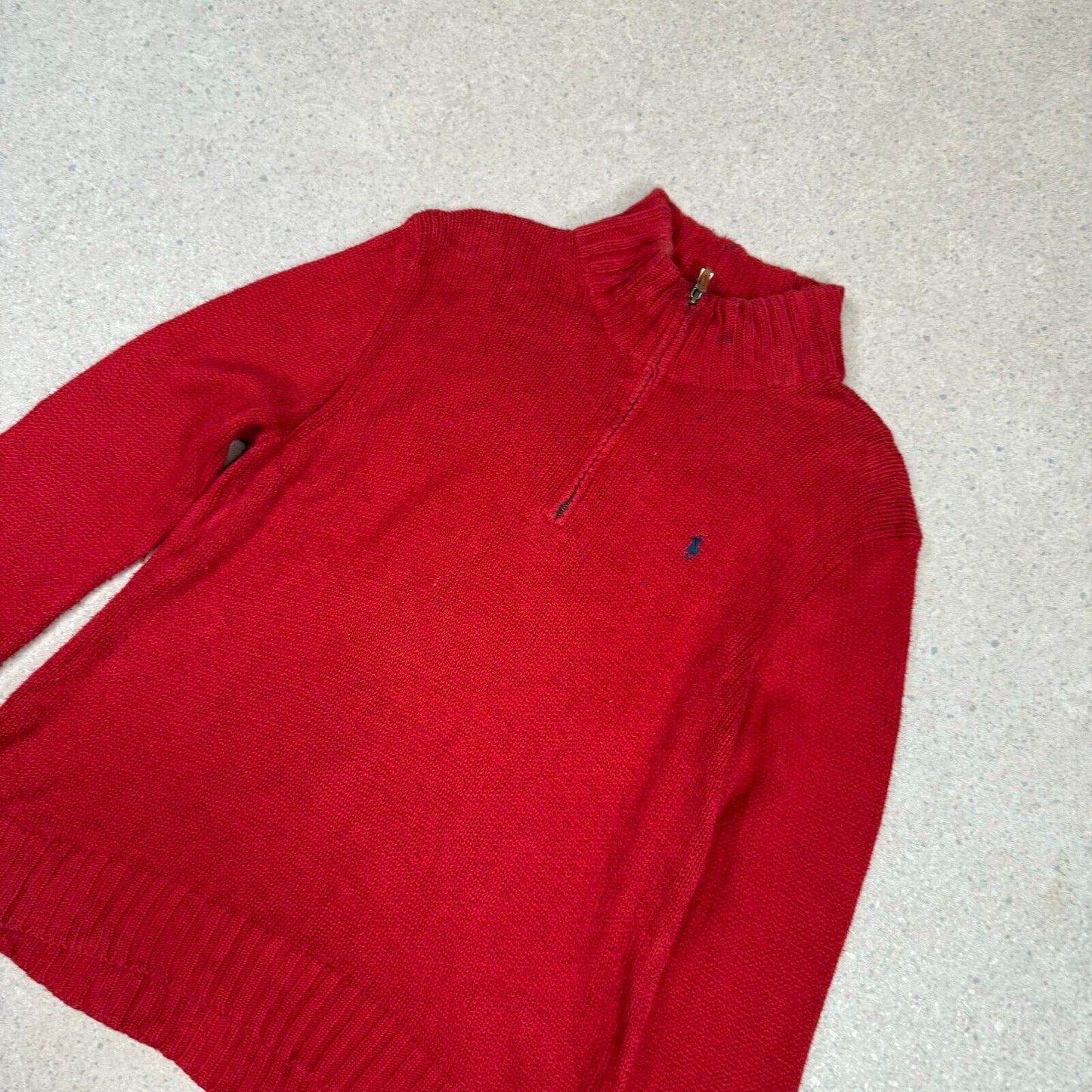 Ralph Lauren 1/4 Zip Jumper Large Red Cotton