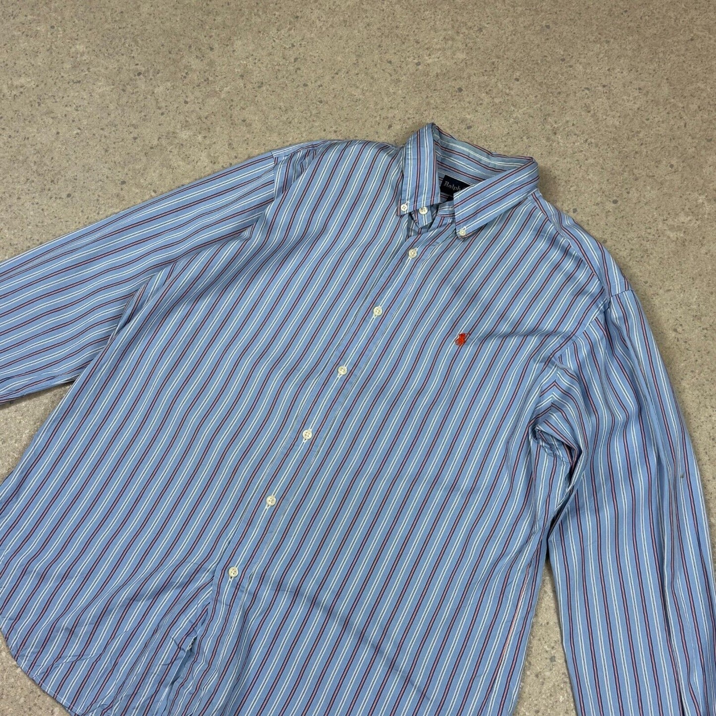 Ralph Lauren Shirt Striped Large Blue Colourway Embroidered Logo Button Down