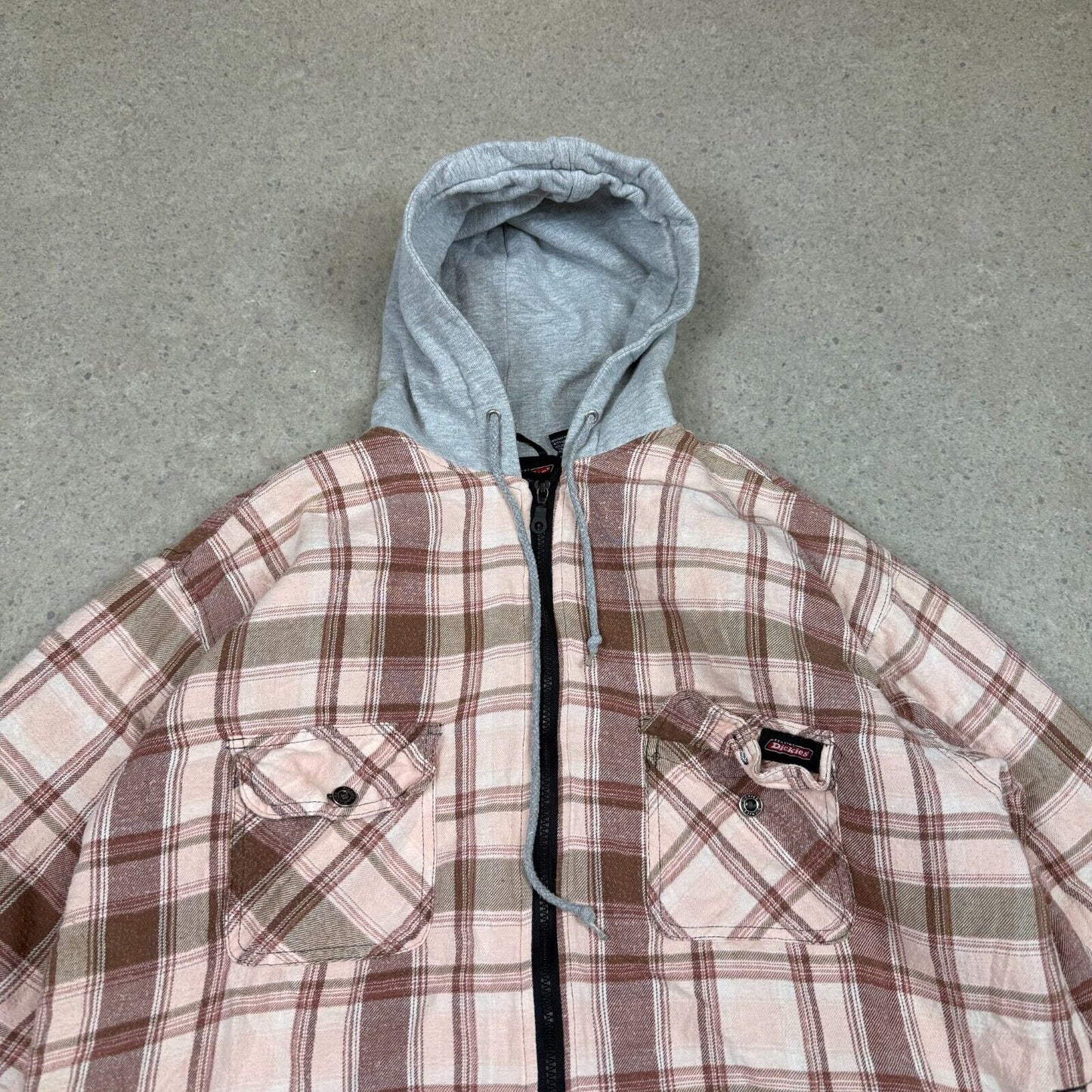 Dickies Flannel Shacket Large Padded Hooded Vintage Zip Up Pocket
