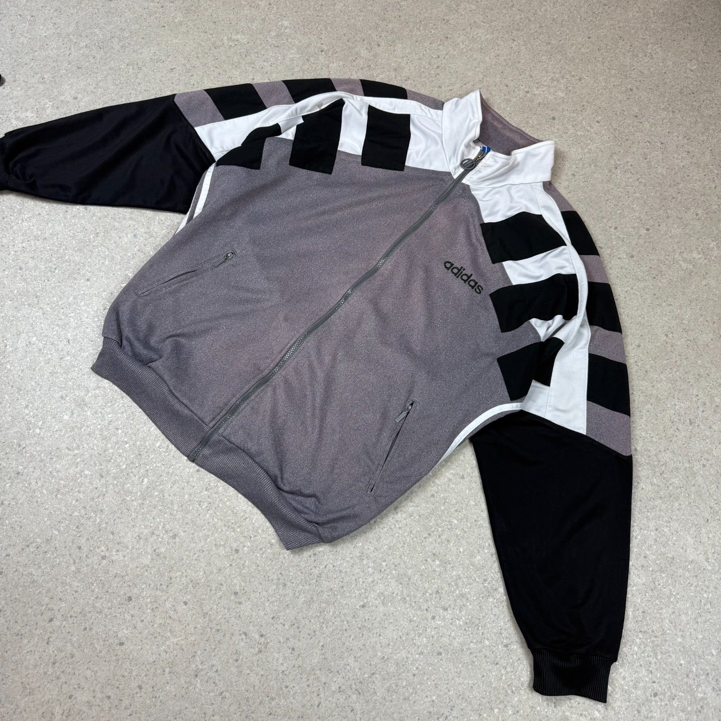 Adidas Track Top Large 90s White Grey Colourway Embroidered Logo