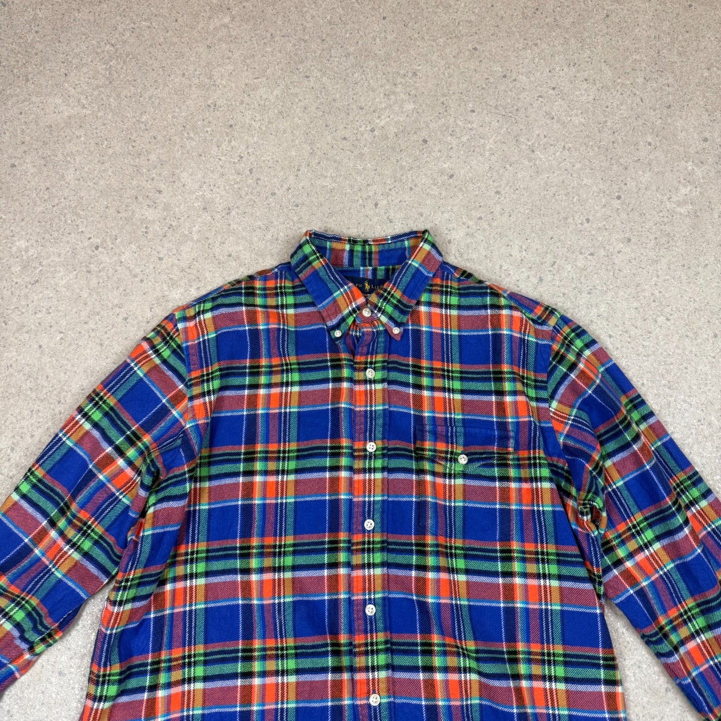 Ralph Lauren Shirt Large Blue Multicolor Check Button Down Long Sleeve