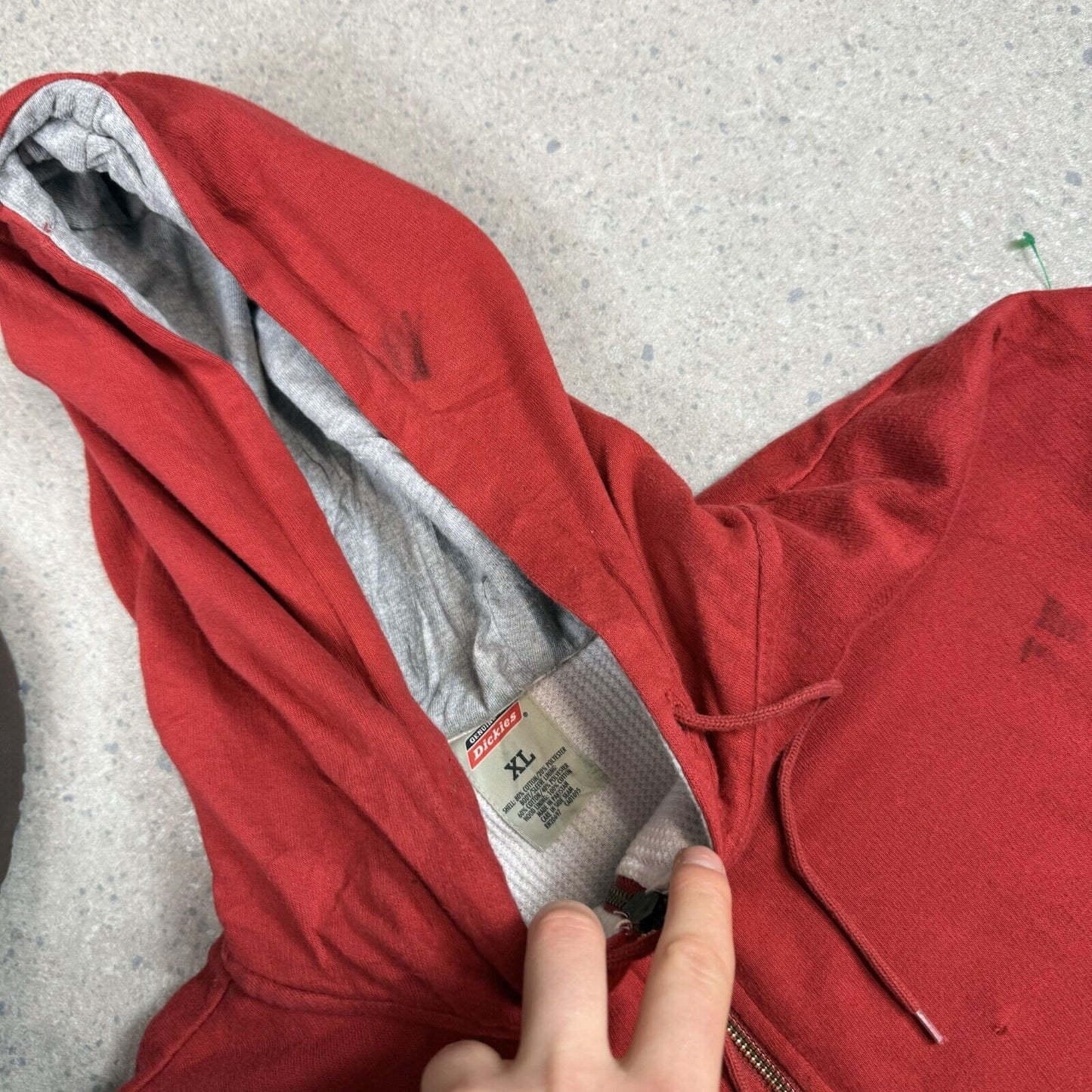 Dickies Full Zip Hoodie XL Red Cotton