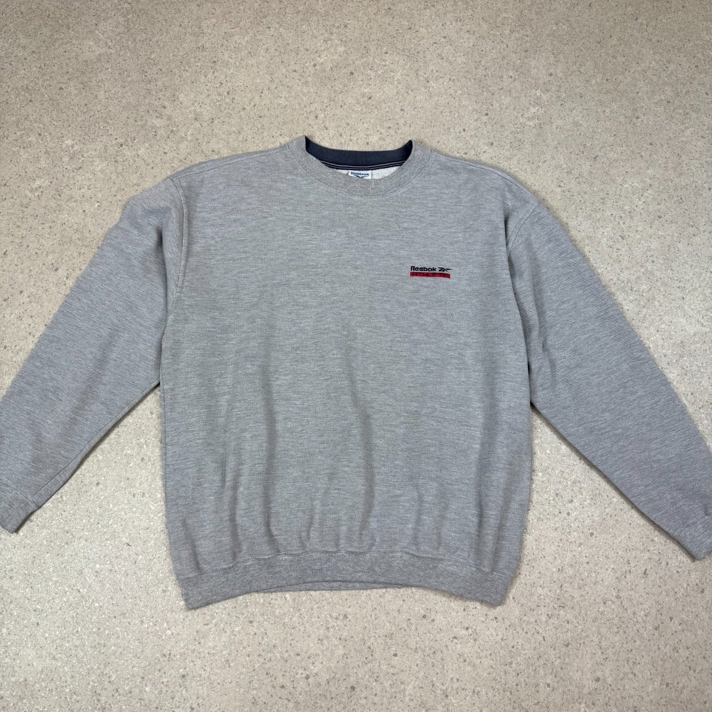 Reebok Athletic Sweatshirt L XL Grey Colourway Fully Embroidered Y2K Heavyweight