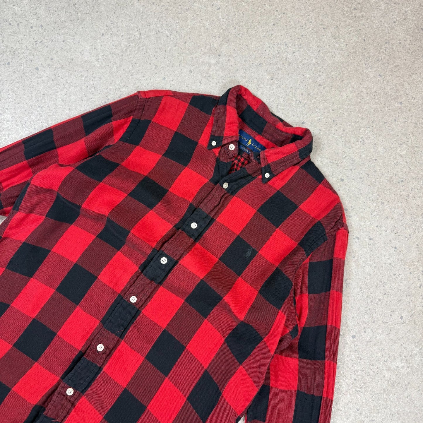 Ralph Lauren Shirt Medium Red / Black Soft Cotton Button Down Long Sleeve