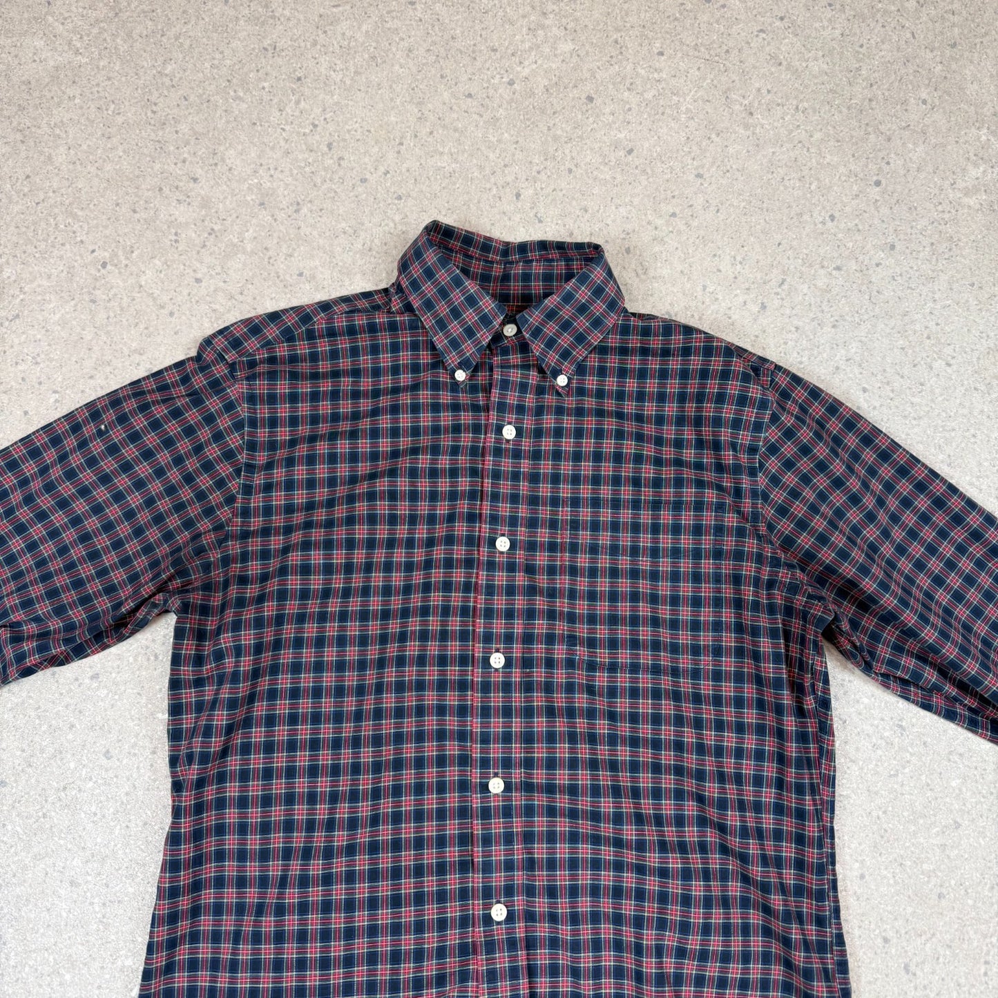 Ralph Lauren Shirt 14.5” Check Long Sleeve Navy Blue Red