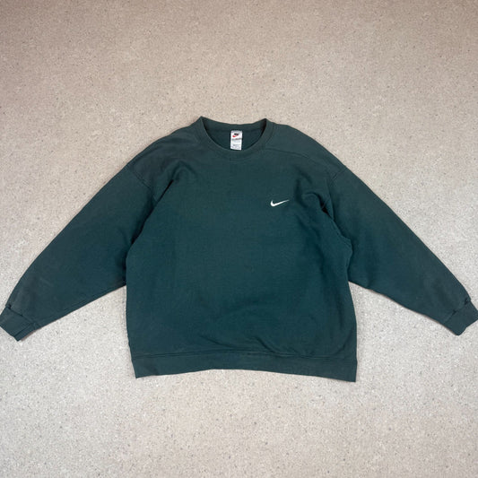 Nike Sweater 2XL Green 90s Made in USA Small Swoosh
