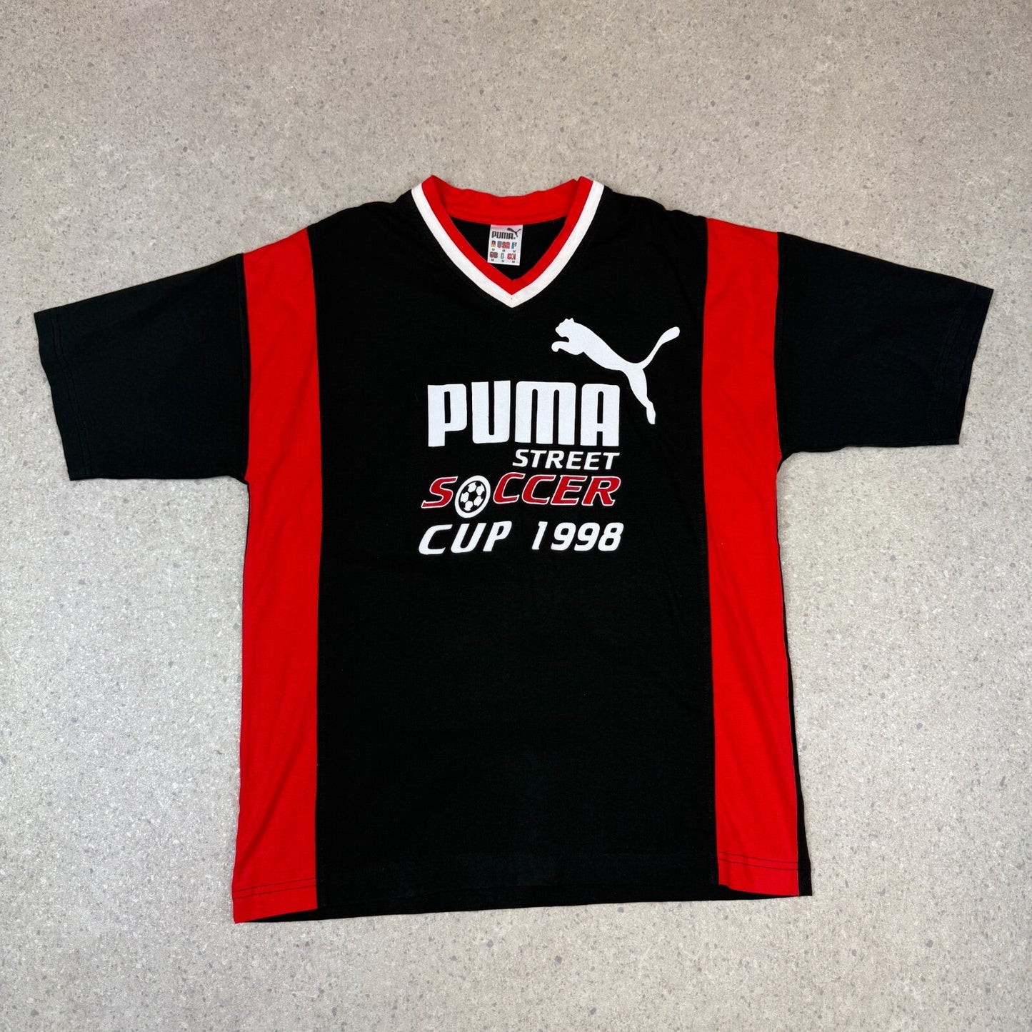 Puma Soccer Street T Shirt Large Black Red 1998 Vintage