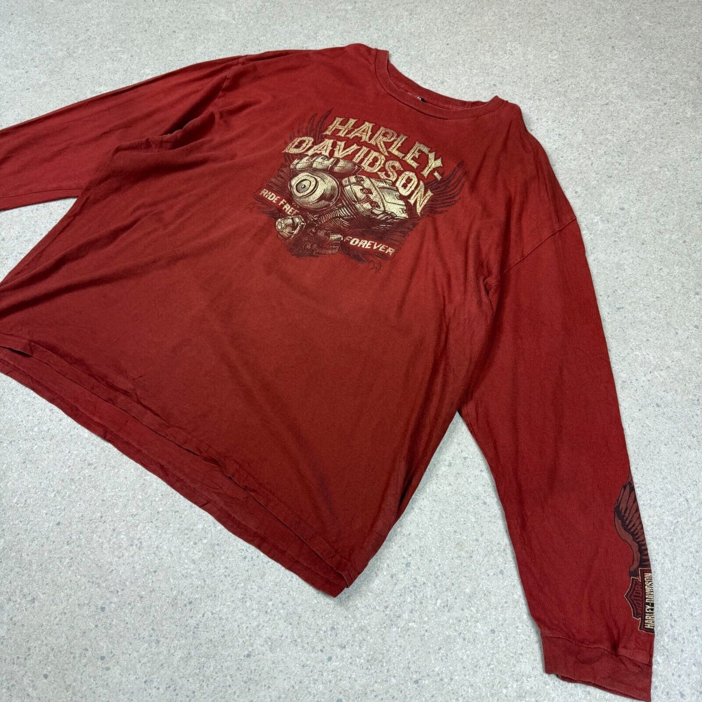 Harley Davidson 3XL Burgundy Austin Texas Graphic Long Sleeve
