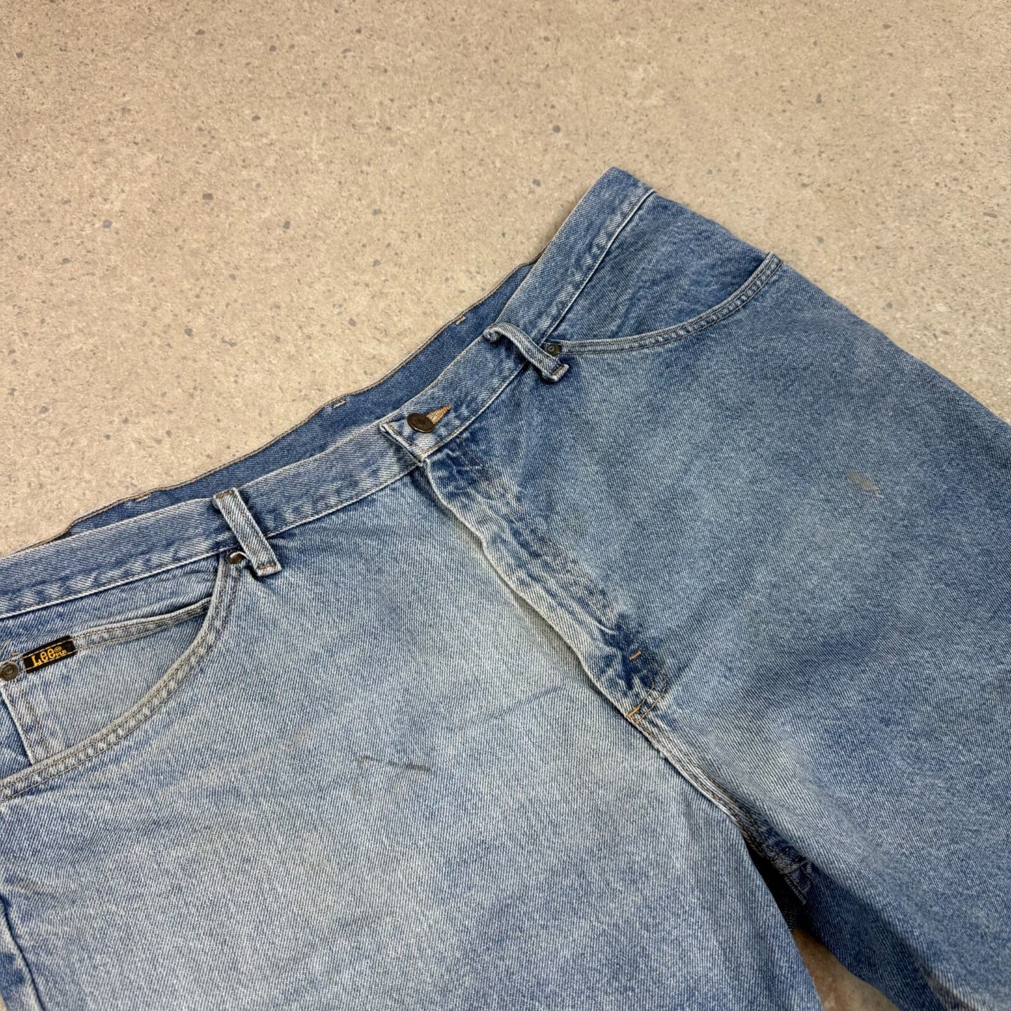 Lee Jorts 40” Blue Baggy Denim Light Wash Faded