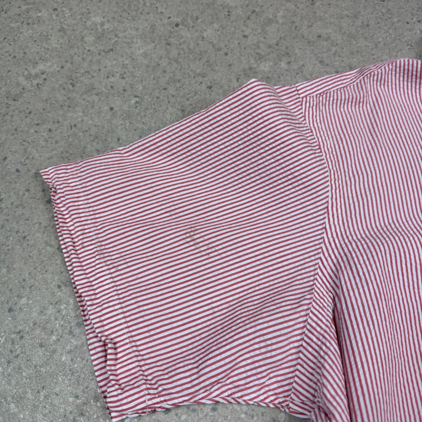 Ralph Lauren Shirt Large Red Striped Classic Fit Short Sleeve Button Down