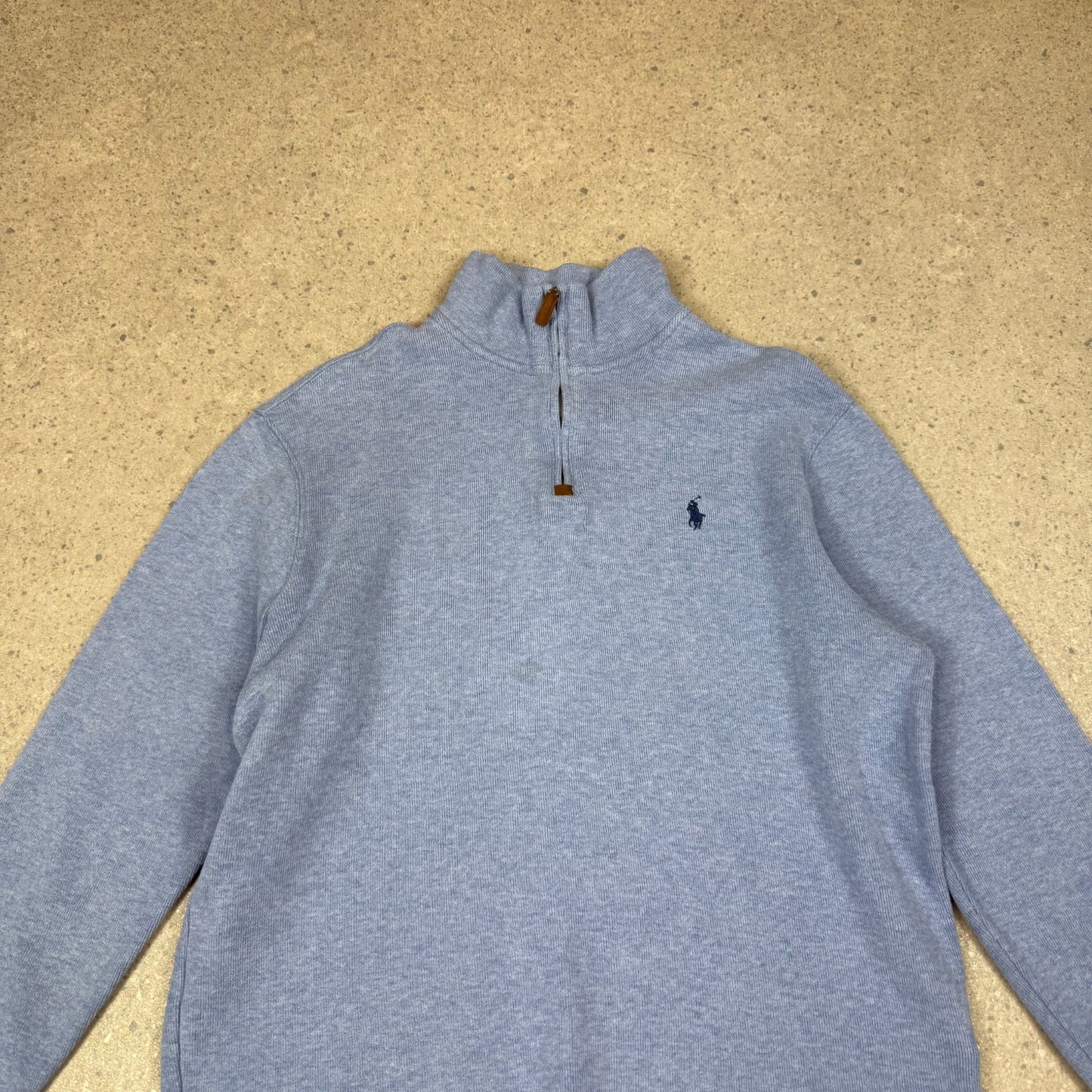 Ralph Lauren 1/4 Zip Jumper Large Baby blue Embroidered Logo