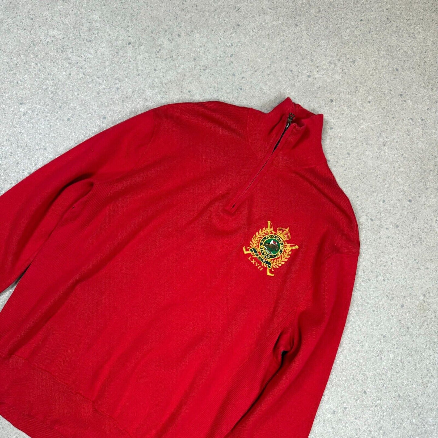 Polo Ralph Lauren 1/4 Zip Jumper Medium Red Vintage 90s
