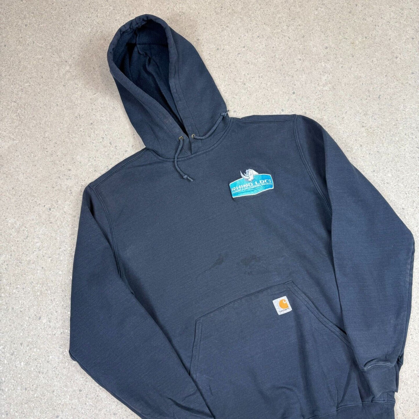 Carhartt Hoodie Navy Medium Rhino Logo Relaxed Fit