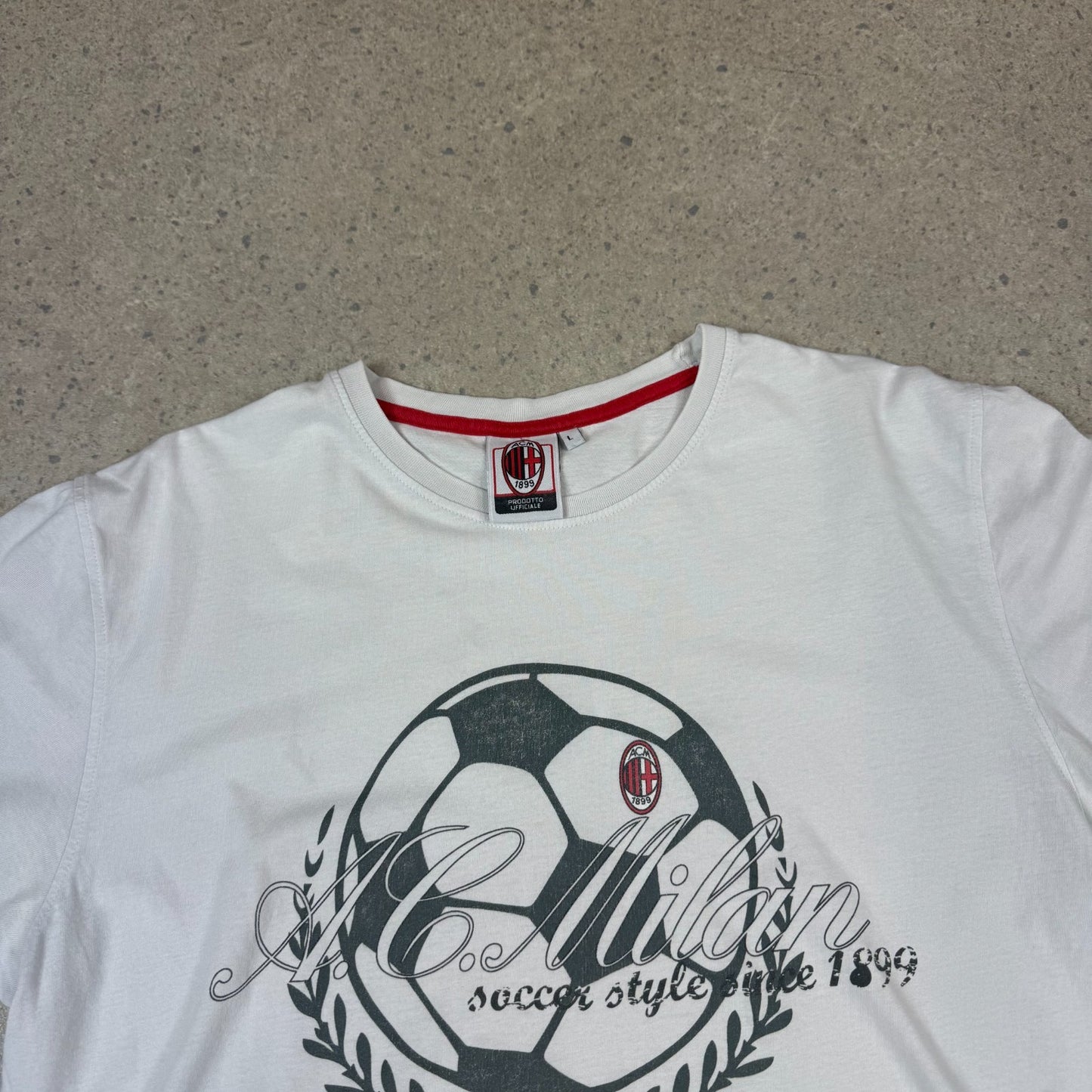 AC Milan T Shirt Large White Retro Milan Official Short Sleeve