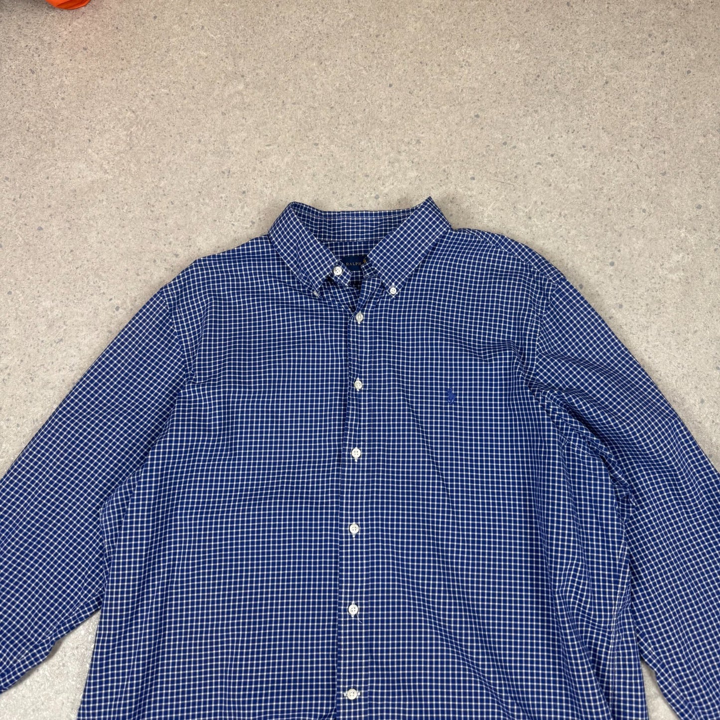 Ralph Lauren Shirt XXL Blue Check 18” Neck Button Down