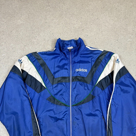 Adidas Windbreaker Jacket Large Blue Black 90s