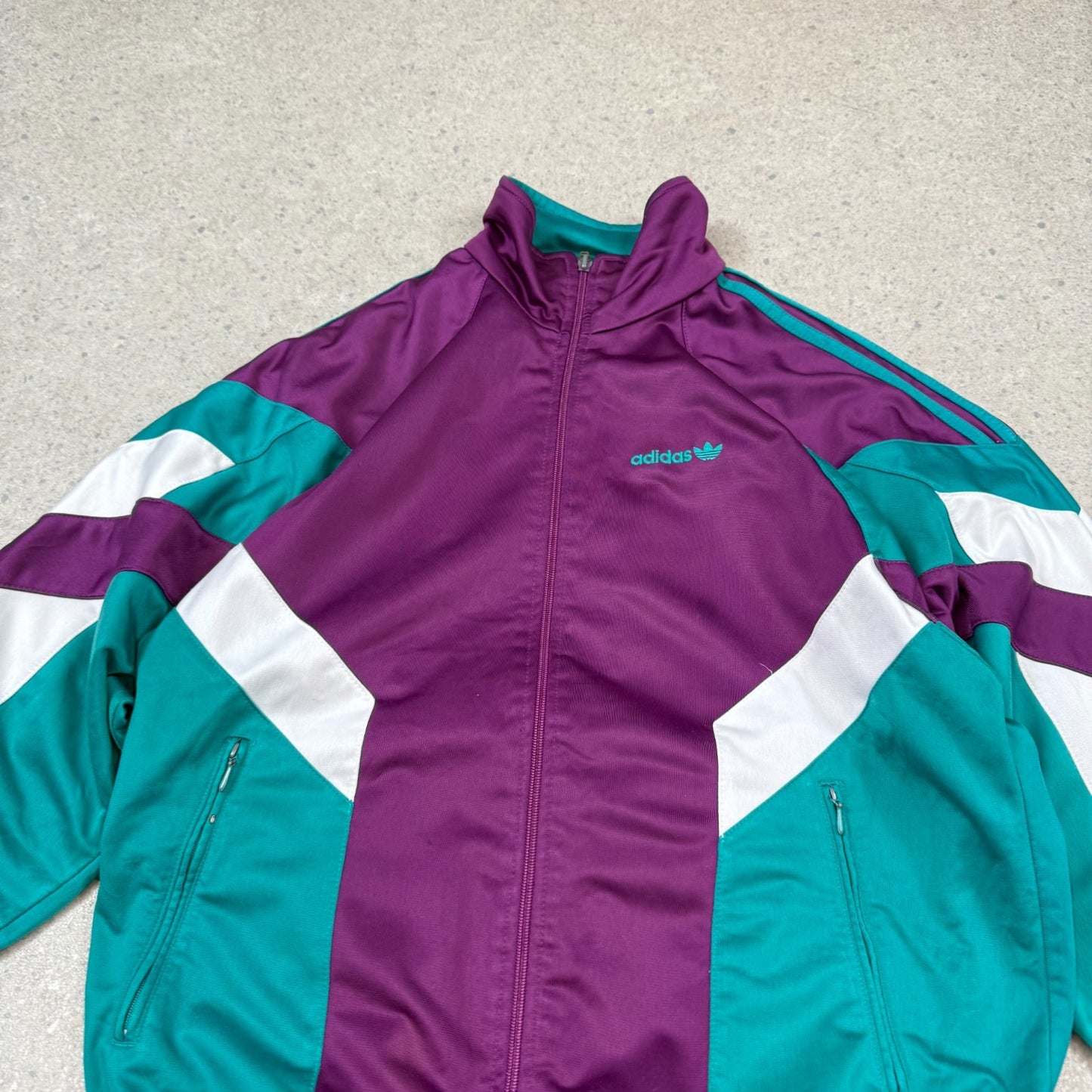 Adidas Track Top 90s Medium Purple / Green Colourway Embroidered Logo