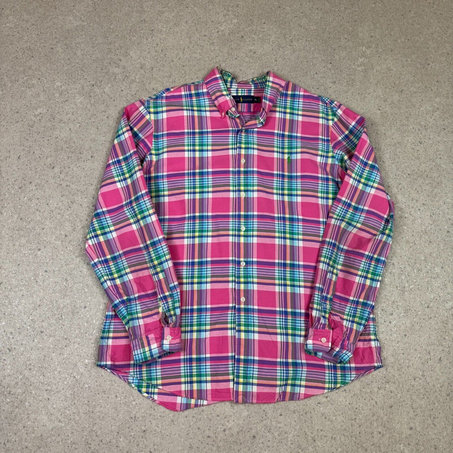 Ralph Lauren Check Shirt XL Pink Colourway Embroidered Logo Button Down