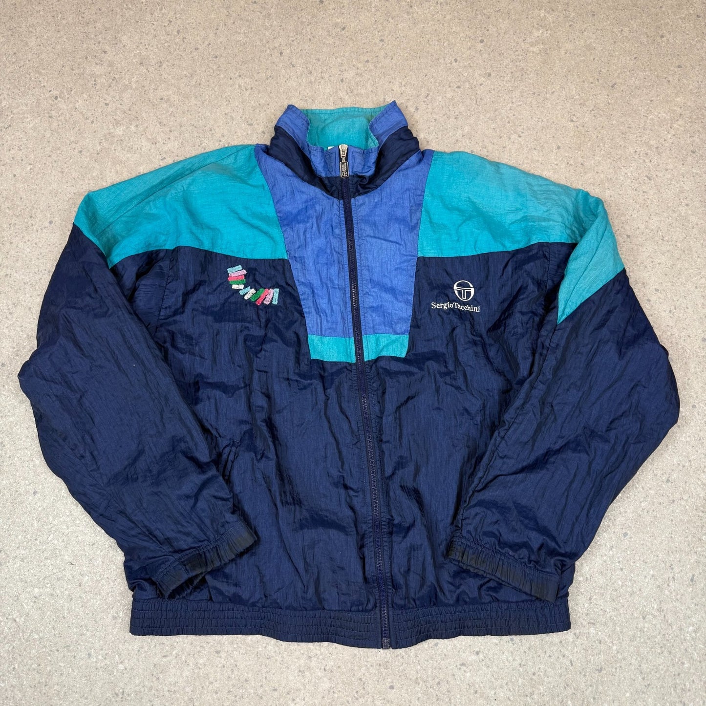 Sergio Tacchini Windbreaker Jacket Large 90s Embroidered Logo Full Zip