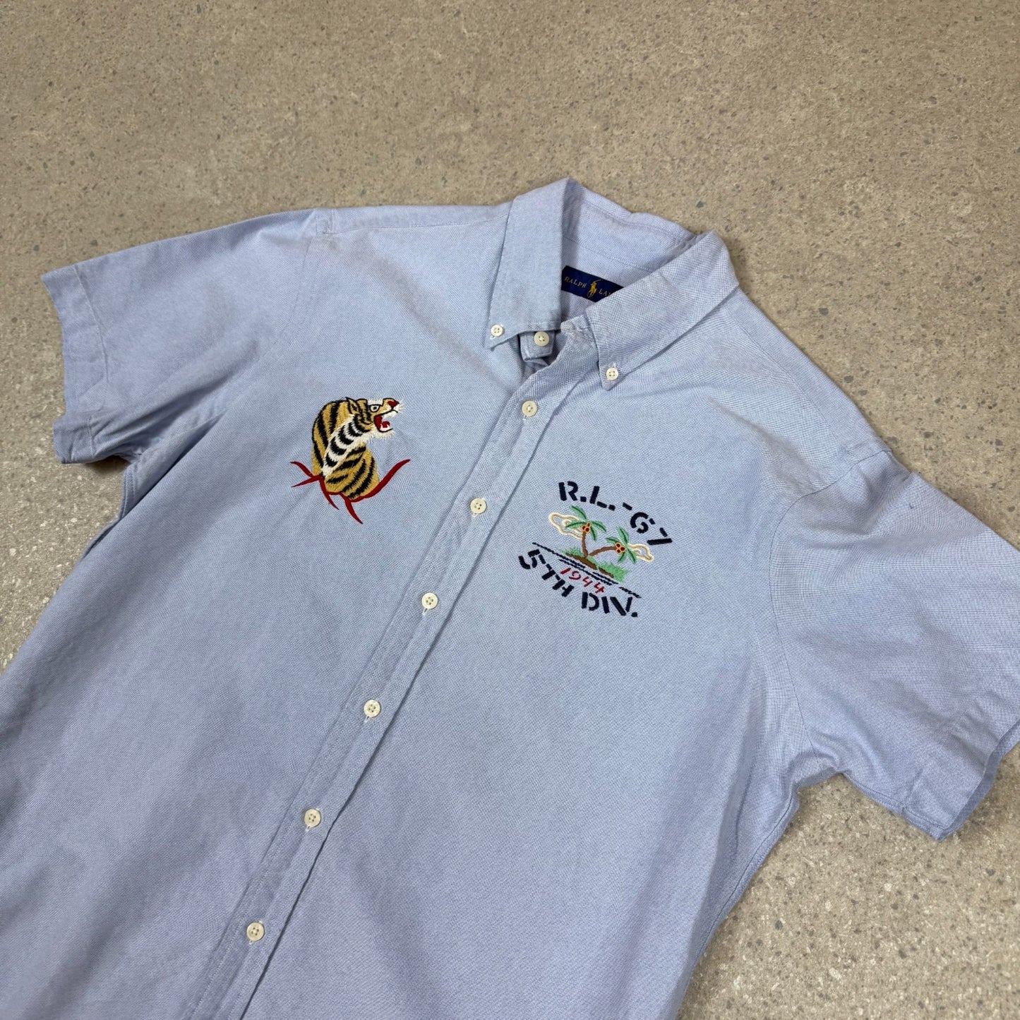 Ralph Lauren Shirt Short Sleeve Large Hawaii Embroidered Logo Relaxed Fit