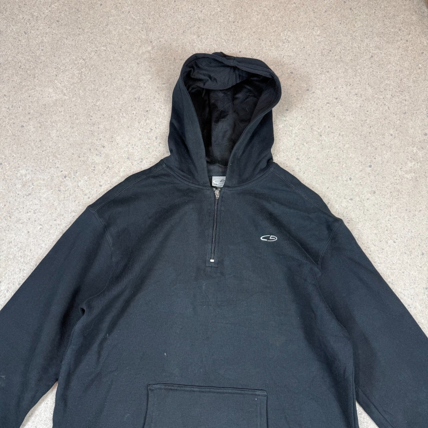 Champion 1/4 Zip Hoodie Medium Black Colourway Embroidered Logo