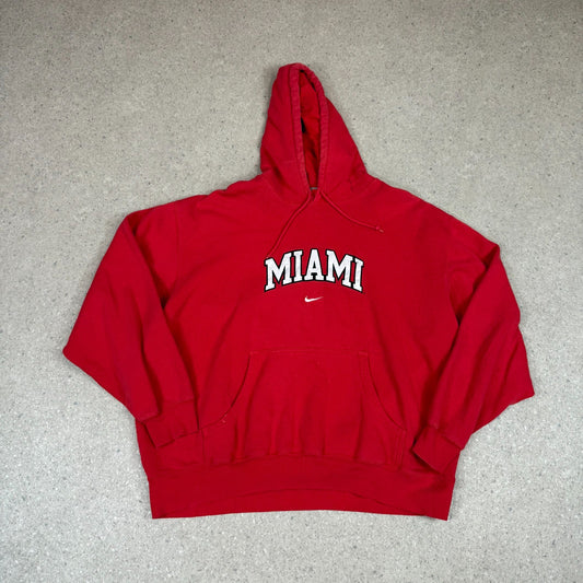 Nike Hoodie XL Red Colourway Miami Centre Swoosh Logo Y2K