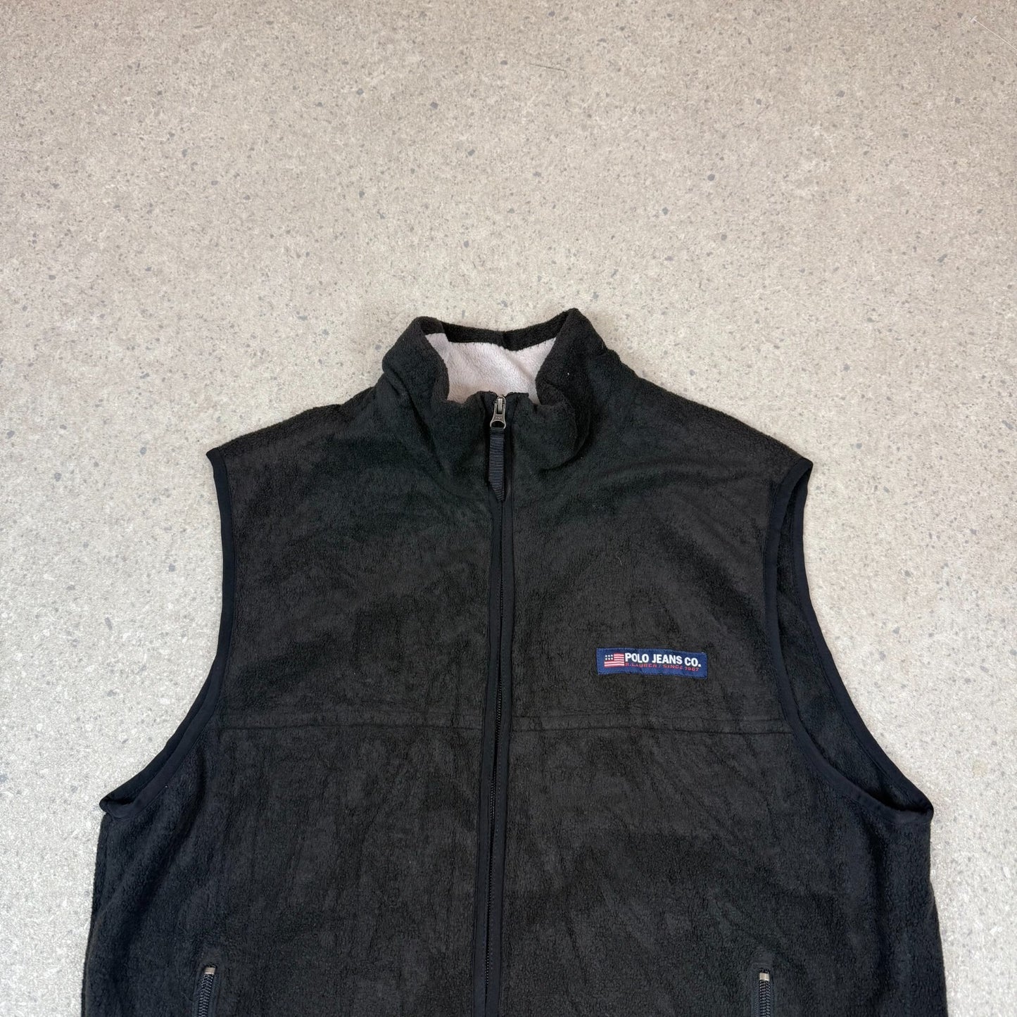 Polo Jeans Fleece Gillet Large Black Embroidered Logo Full Zipåç