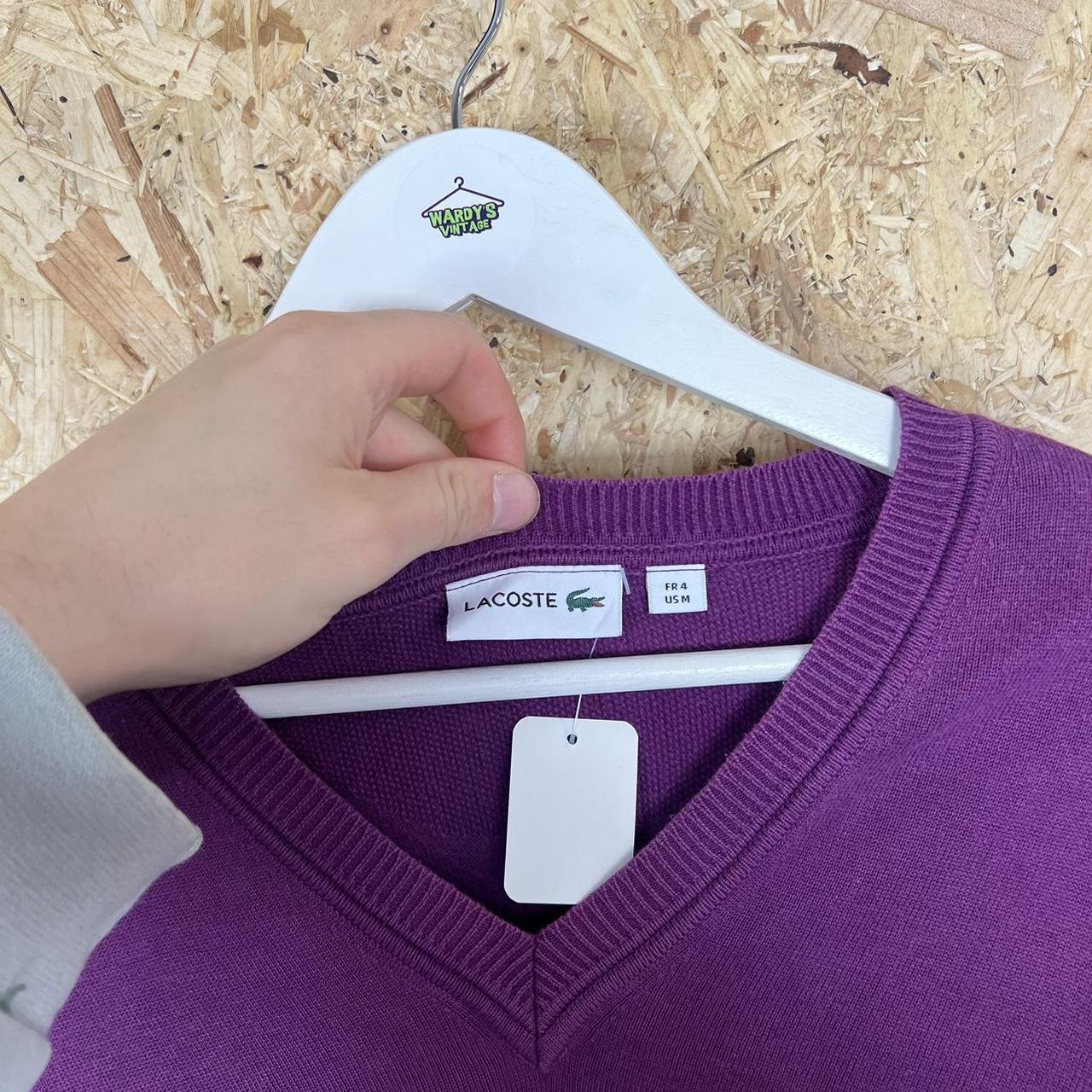 Lacoste v neck knit jumper medium