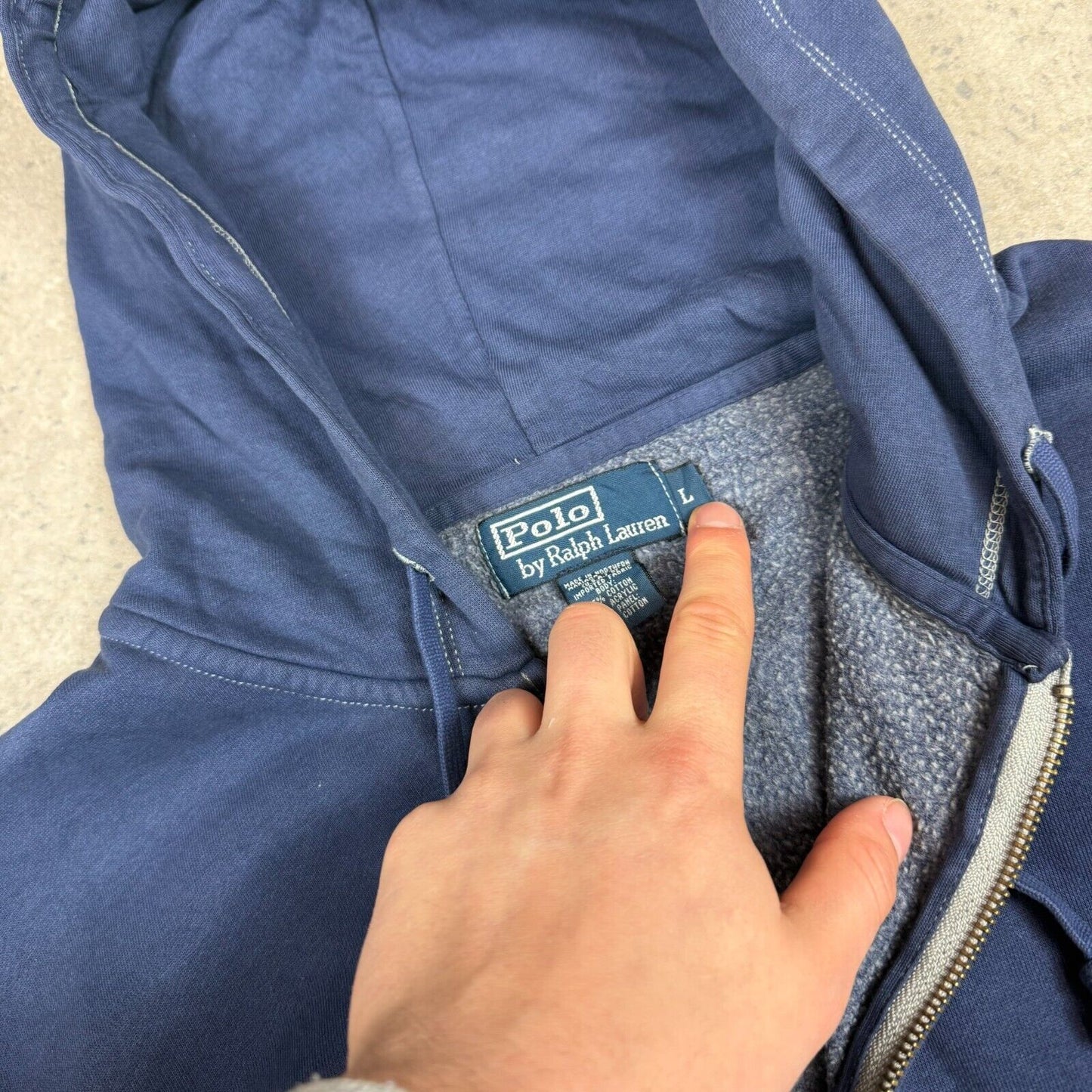Ralph Lauren Hoodie Large Navy Colourway Embroidered Logo Zip Up Hooded Pockets