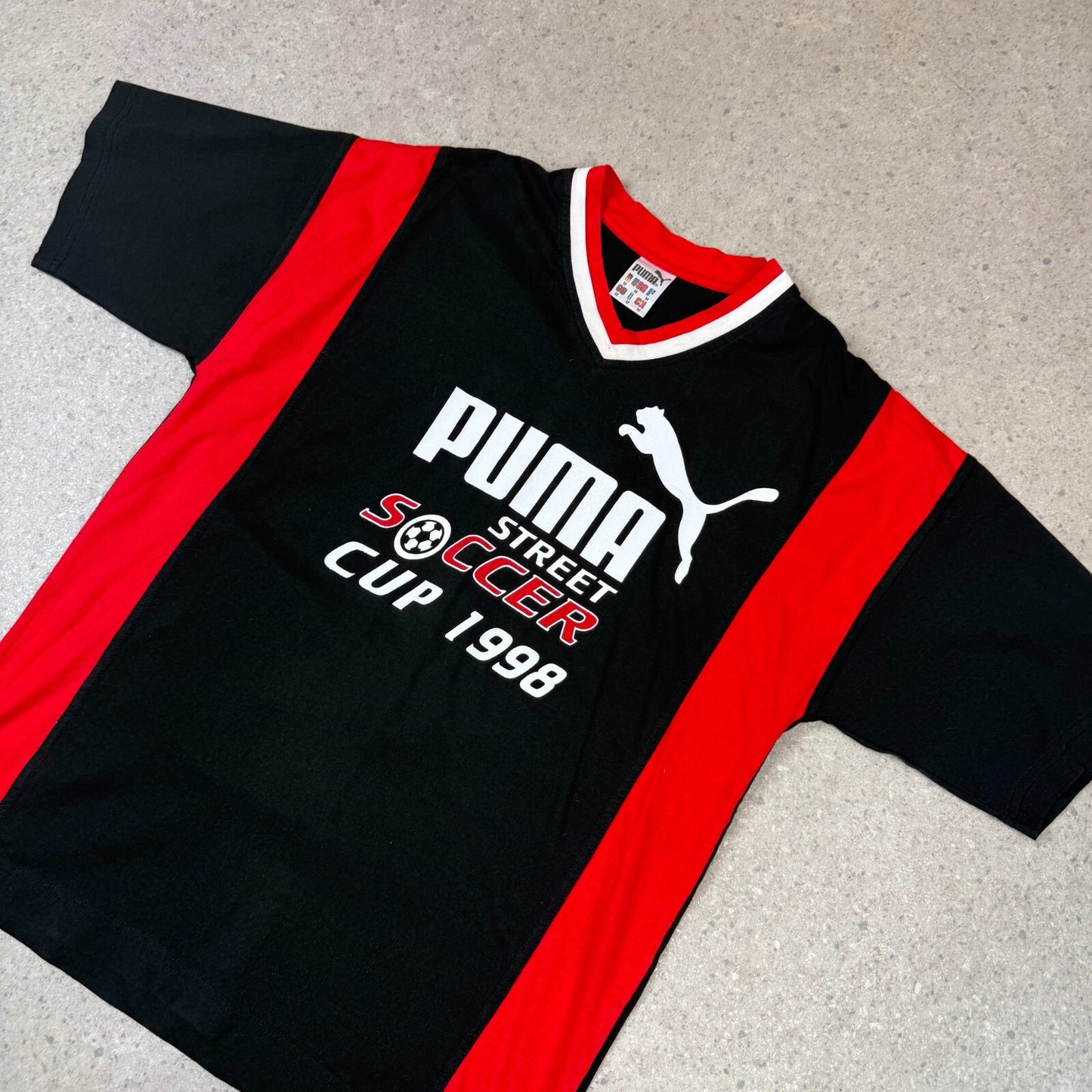 Puma Soccer Street T Shirt Large Black Red 1998 Vintage