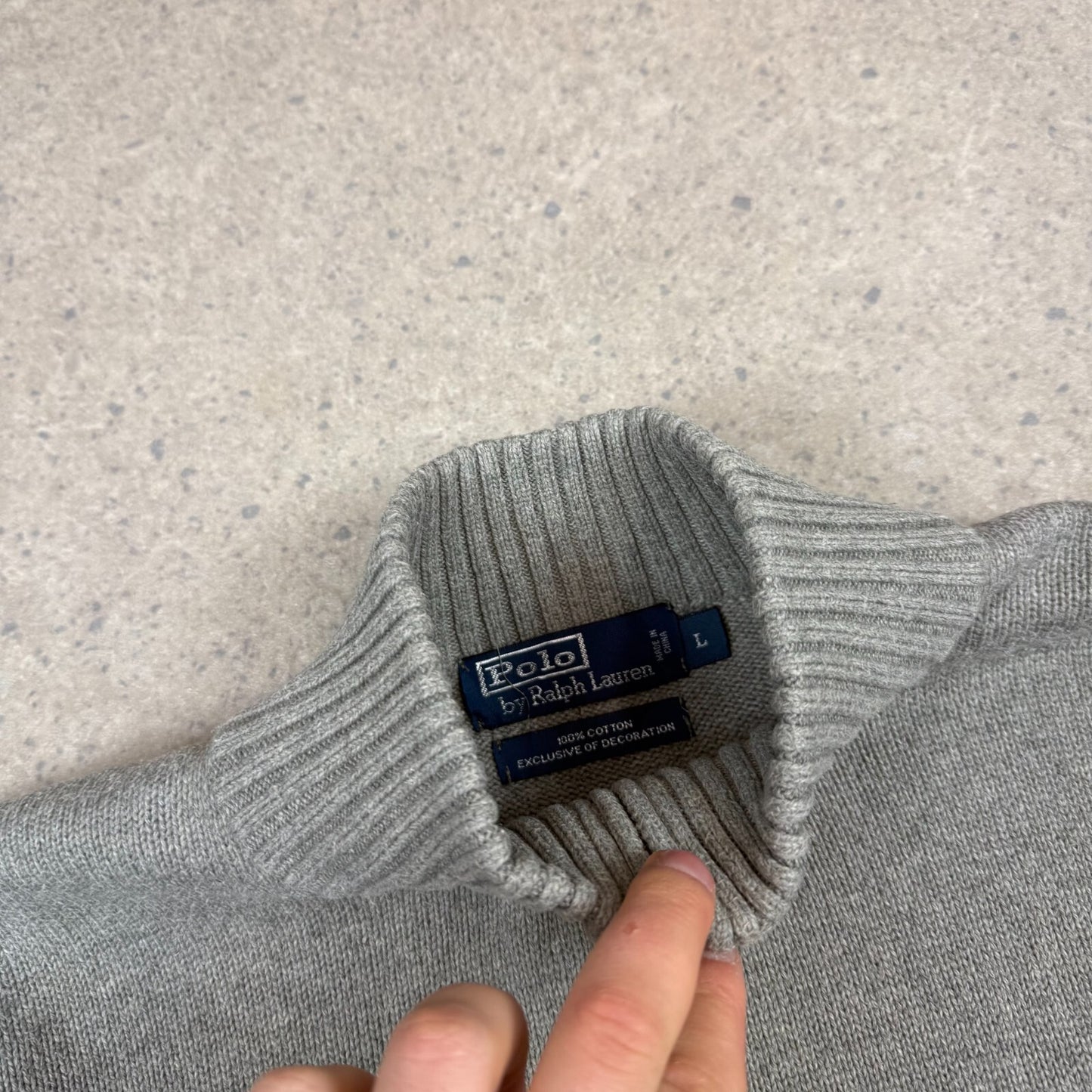 Ralph Lauren 1/4 Zip Jumper Large Grey Colourway Embroidered Logo Cotton