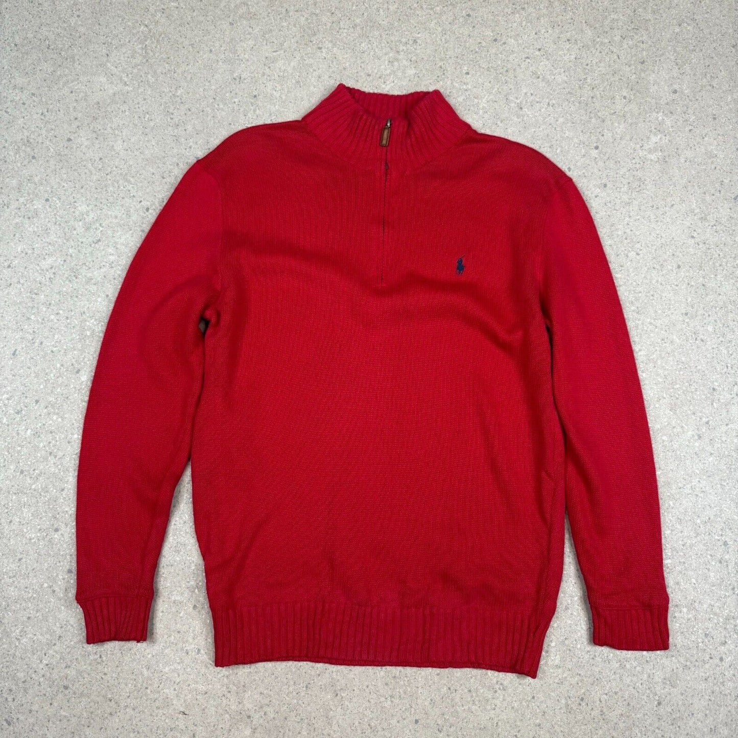 Ralph Lauren 1/4 Zip Jumper Large Red Cotton