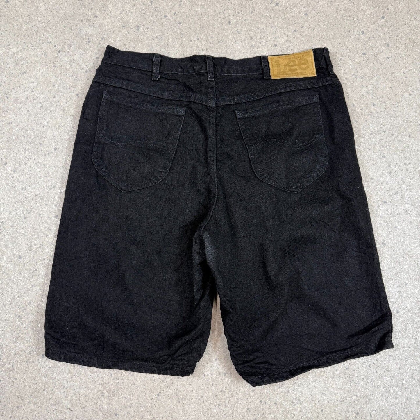 Lee Black Jeans Jorts 34” Black Denim Baggy Fit Summer
